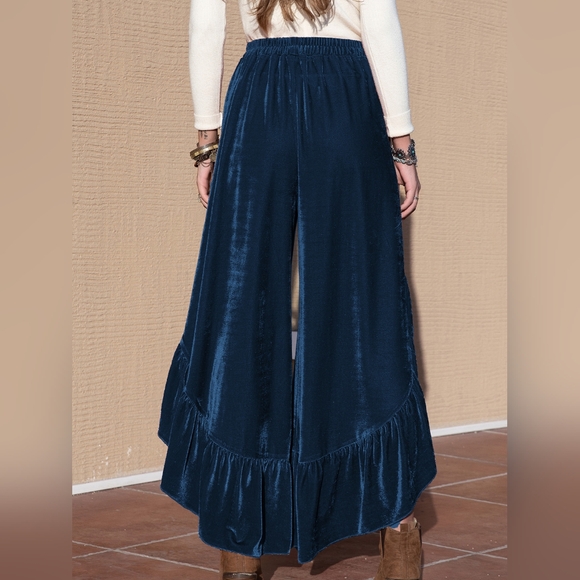 Slit Ruffled Wide Leg Pants - Picture 3 of 10